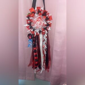 Red and Silver Ribbon Rosette